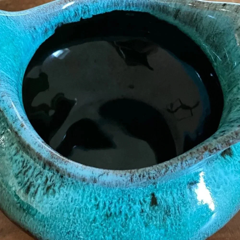 RARE 1960s cream and sugar pottery set from Canuck Pottery Ltd. Green Turquoise